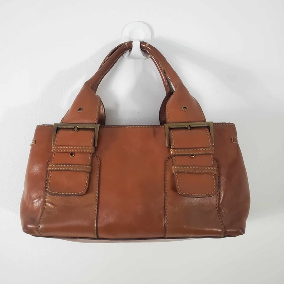 Aldo Brown Faux Leather Satchel with Decorative Buckles - Picture 3 of 16